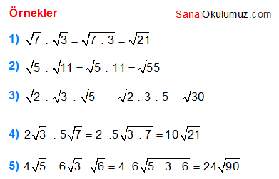 kareköklü sayılarda çarpma işlemi