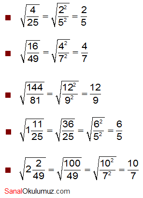 Rasyonel Sayıların Karekökü