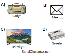 a) radyo b) mektup c) televizyon d) gazete