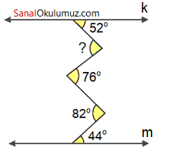 zikzak kuralı 52, 76, 44 ve ?, 82 derecelik açılar