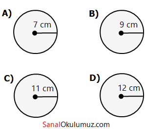 A) r= 7cm, B) r= 9cm, C) r= 11cm, D) r= 12cm