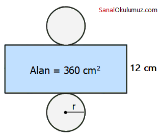 Yan yüz alanı 360 cm2 ve yüksekliği 12 cm olan dik silindir