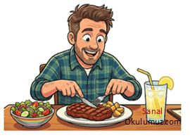 yemek yiyiyor