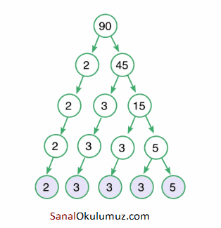 90 sayısının çarpan ağacı