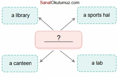 a library, a canteen, a sports hal, a lab