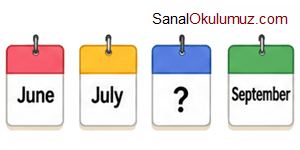 Takvim yaprakları: June, July, ----, September