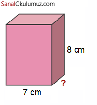 Ayrıtları 7, ? ve 8 cm yüzey alanı 232 cm² olan dikdörtgenler prizması