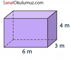 ayrıtları 6 m, 4 m ve 3 m olan dikdörtgenler prizması