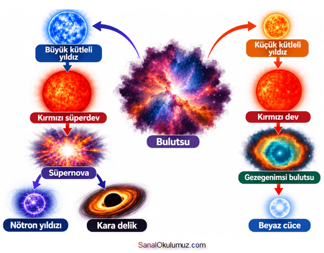 yıldızların yaşam döngüsü şeması