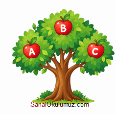 ağaçta farklı yüksekliklerde A, B ve C elmaları