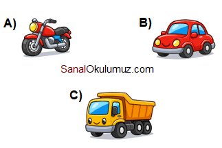 hangisi en ağırdır? A) motorsiklet B) araba C) kamyon