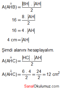 üçgende alan sorular çözüm 2