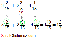 kesirlerle toplama çıkarma çözüm 8