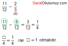 kesirlerde toplama çıkarma çözüm