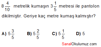 kesirler problemler soru 10