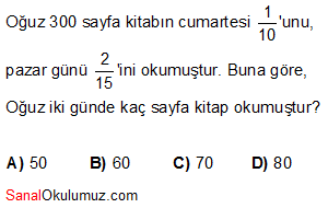 kesirler problemler soru 6