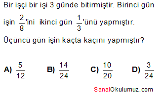 kesirler problemler soru 9