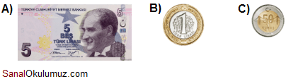 paralarımız a) 5 TL b) 1 TL c) 50 kuruş