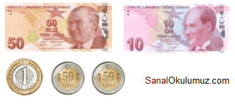 paralarımız 50 + 10 + 1 + 50 kr + 50 kr