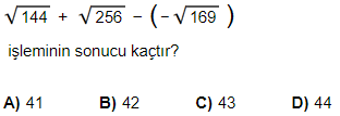 karekoklü sayılar toplama çıkarma soru 3