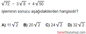 kareköklü sayılar toplama soru 13